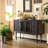 55.12"Brown and Black Solid Wood Ash Accent Cabinet