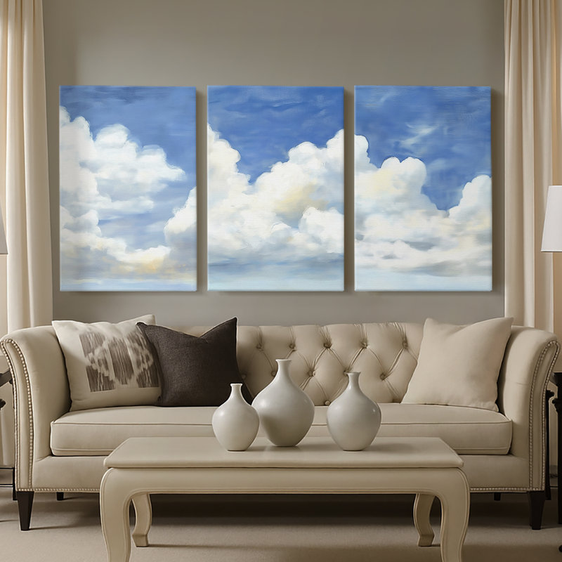 Série LANDSCAPES LVI - Toile tendue avec châssis sur mesure - 3 pièces, H 12 po x l 24 po