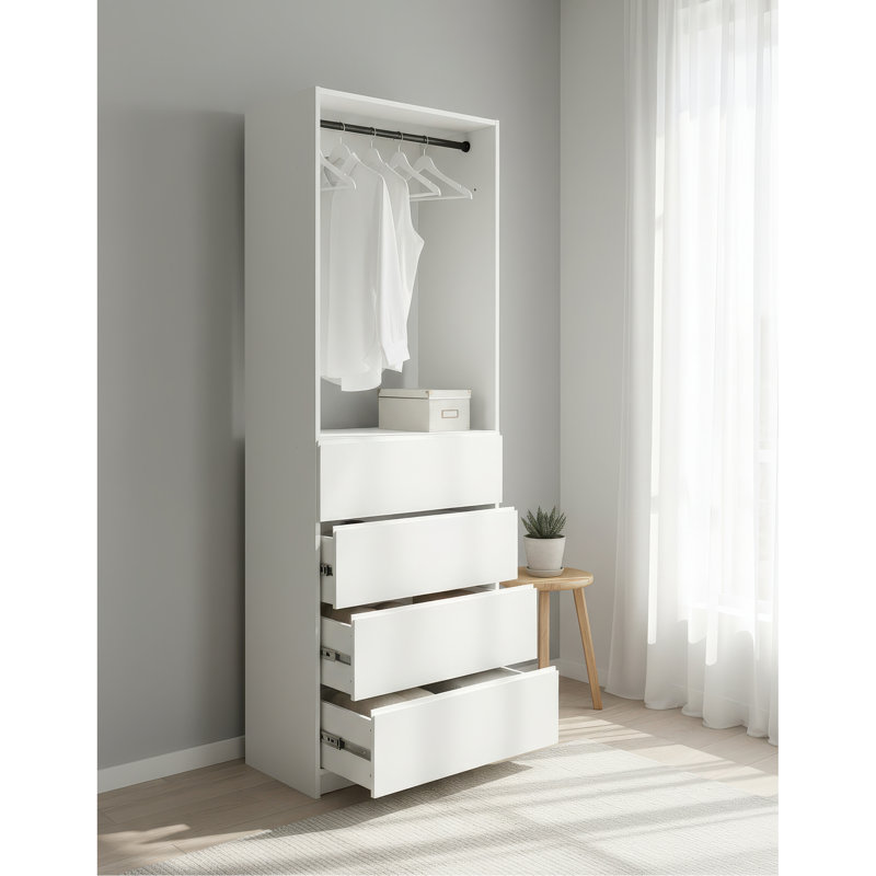 Penderie 32 "en bois blanc avec deux tringles