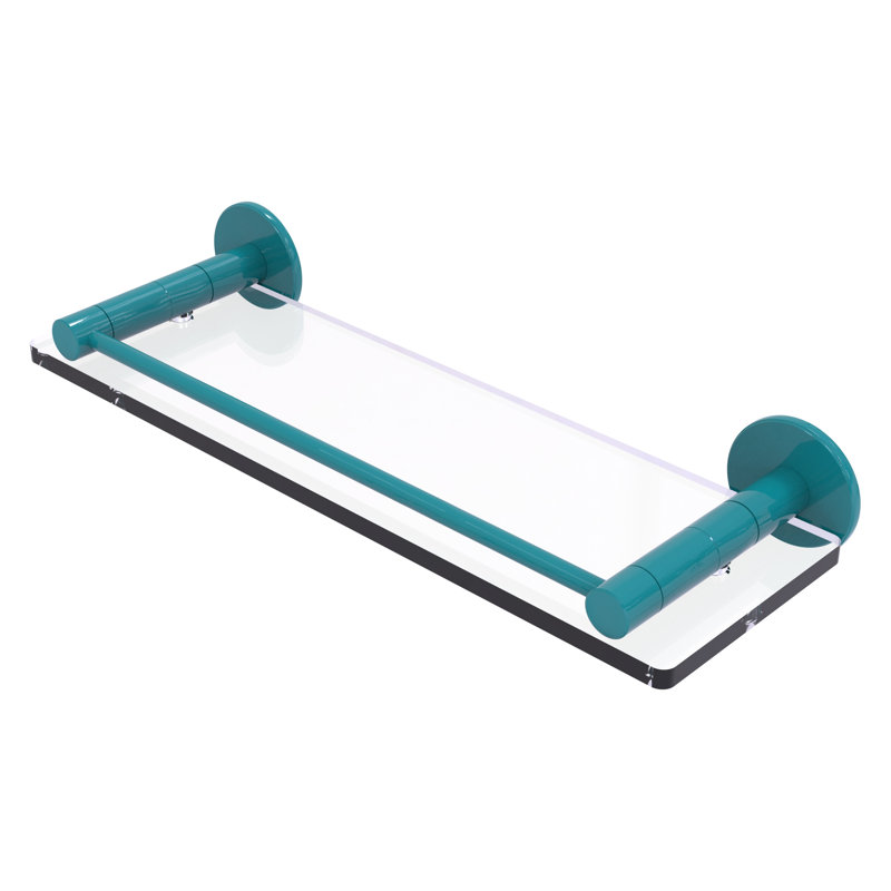 Tablette en verre avec rail de meuble-lavabo Fresno, H 2 po x l 16 po x P 5 po, Bleu sarcelle Glokzin