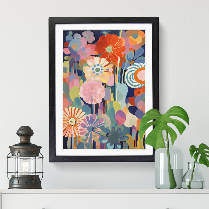 Orphism Flowers Vol.7 - Picture Frame Print, 64cm H x 46cm W x 2cm D, Oak