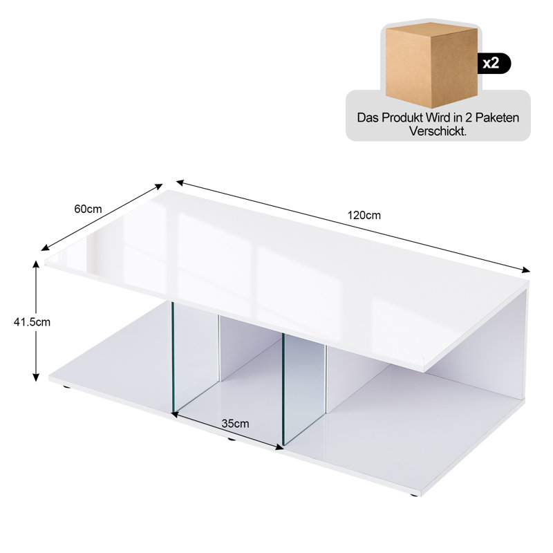Coffee Table with Storage, White