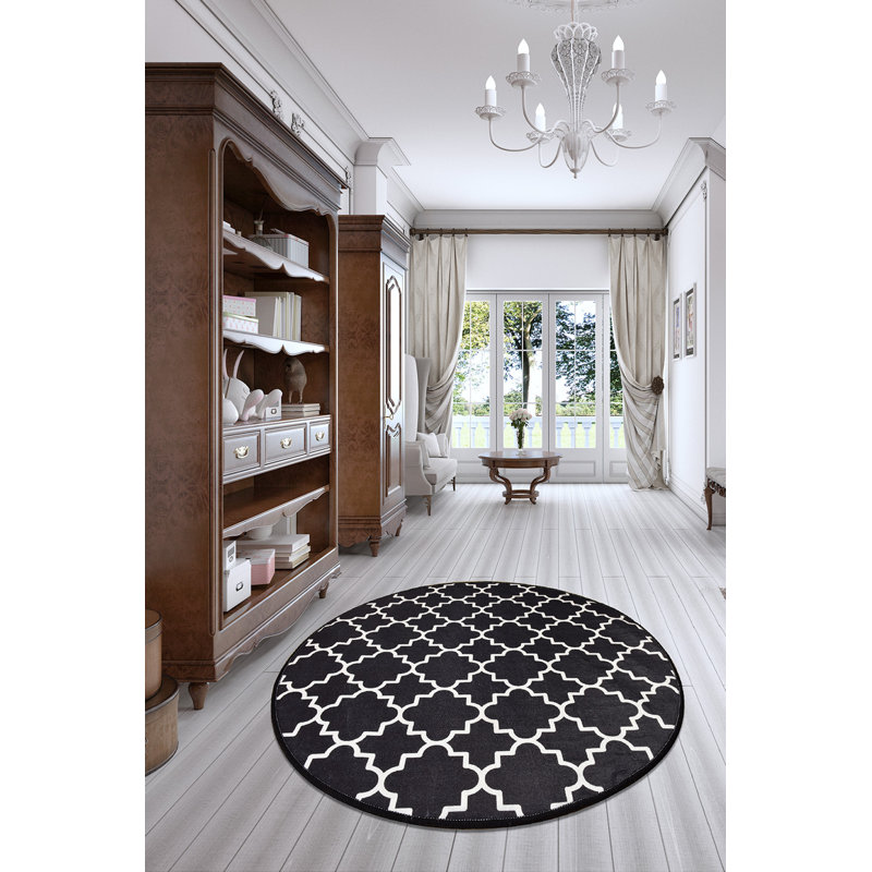 Luxurious Round Carpet, 55.1 inches Diameter, 100% Polyester, 0.4 inches Pile Height | Antibacterial, Non-Slip Underside, Machine Washable at 86°F | Perfect for Living Room, Bedroom, and Kids' Play Areas