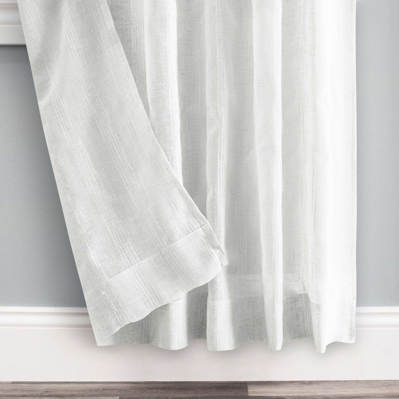 Paire de rideaux texturés à rayures naturelles, L 48 po x L 108 po, Blanc