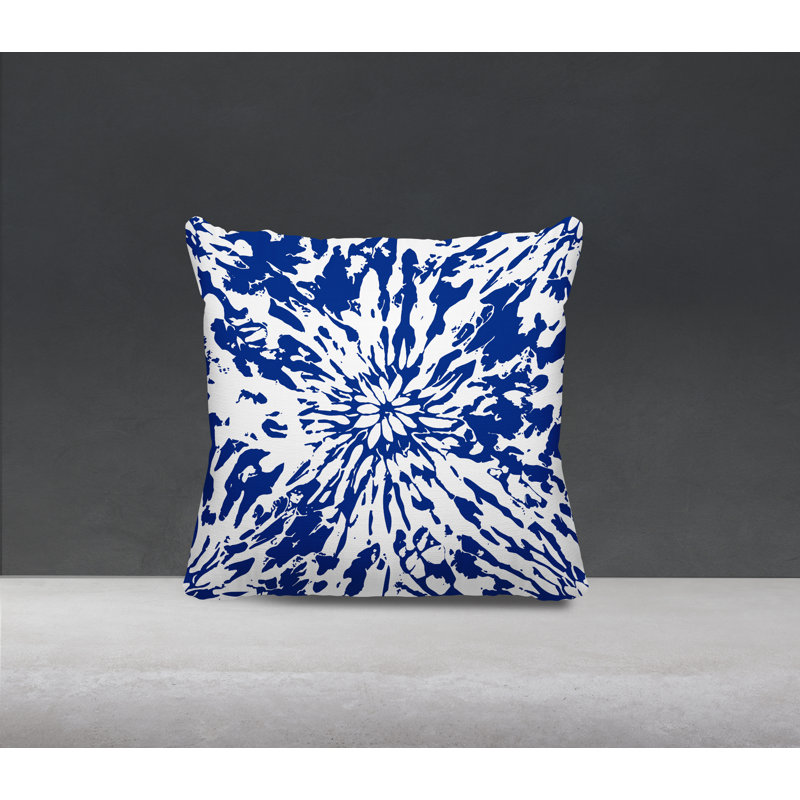 Coussin Percil, H 17 po x l 17 po, Bleu marine / blanc