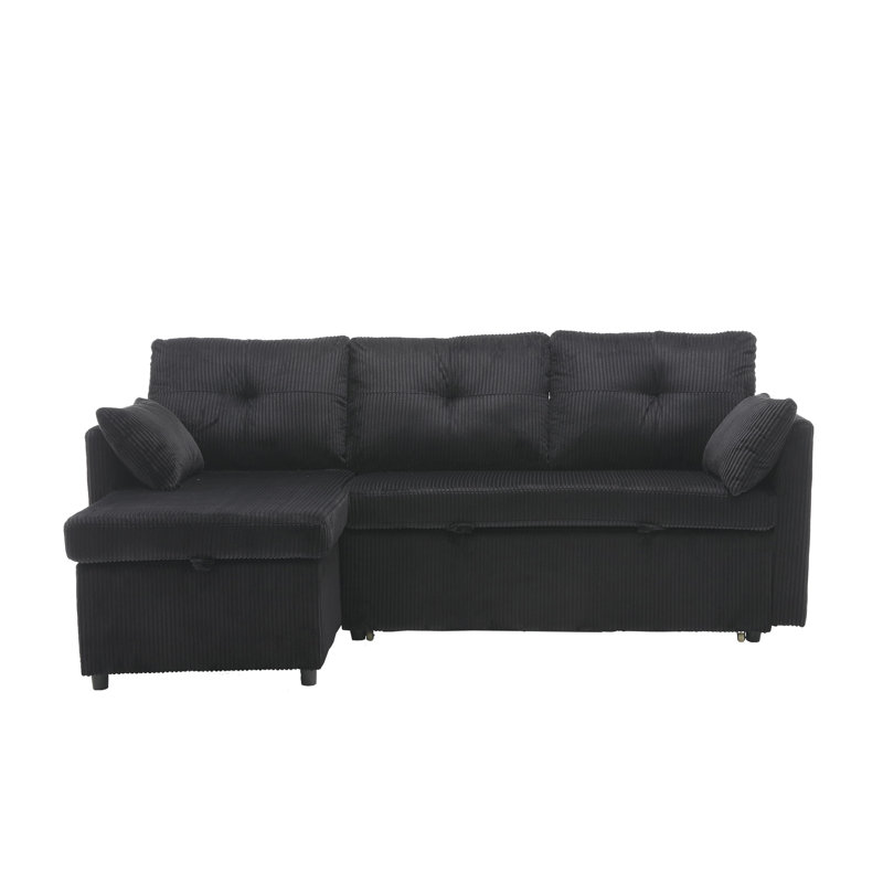 Amiera 4 Seater Sofa Bed, Black Velvet