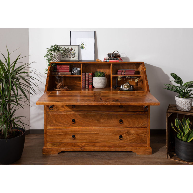 Oxford Solid Wood Secretary Desk, Honey
