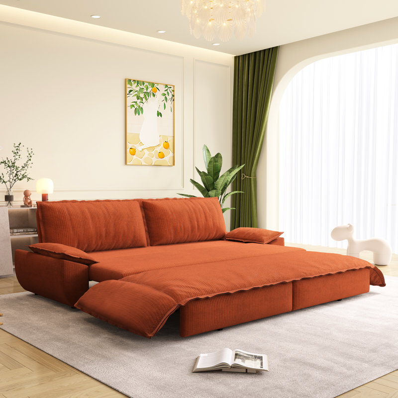 Grand lit orange de 73,2 po, canapé-lit convertible 31 po, amovible et amovible, confortable pour dormir