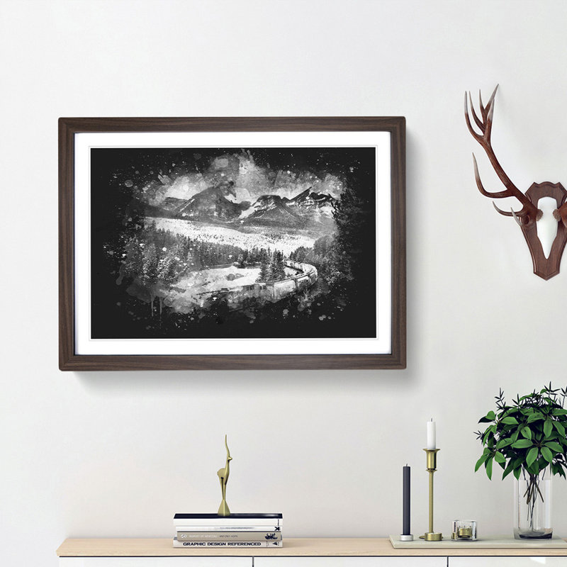 Train Through Canada - Single Picture Frame Print on MDF, 45cm H x 63cm W x 2cm D, Walnut Framed