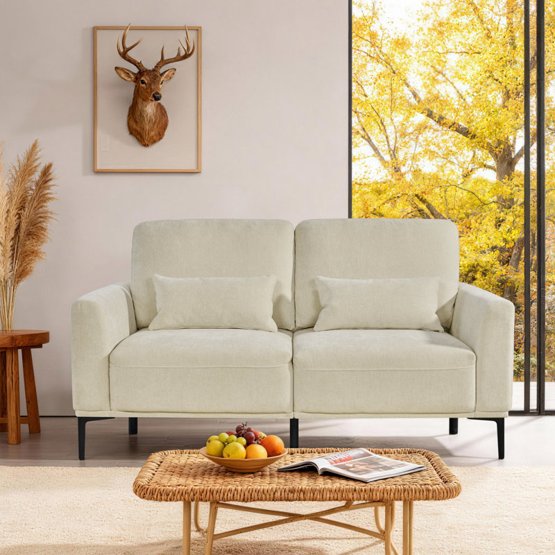 68"W Dinardi upholstered Sofa With Adjustable Backrest, Beige, 68"W, 2