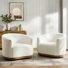 Berklie 31.5"W Modern Boucle Chenille Swivel Barrel Armchair with Ergonomic Backrest and Solid Wood Legs