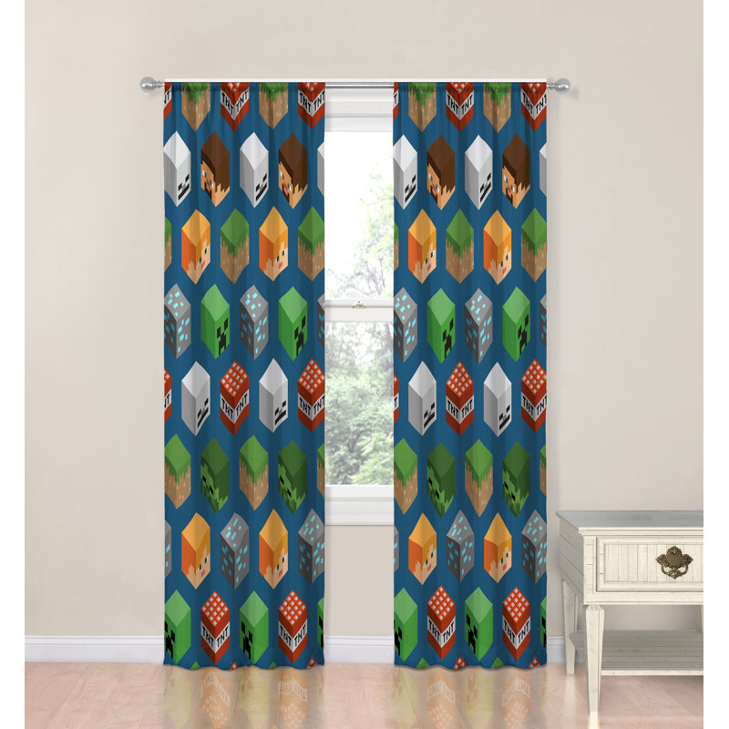 Level Up Minecraft Drapes Room Darkening Curtain Panels, 84" x 42"