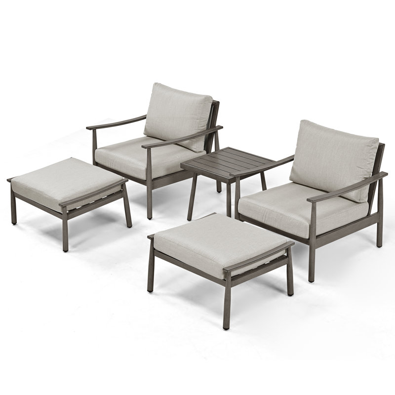 Mariene 2 - Person Patio Conversation Set with Cushions, Gray, Gray