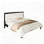 Structure de lit plateforme en bois massif de très grande taille avec tête de lit tapissier en velours beige, aucun sommier tapissier requis-621710605