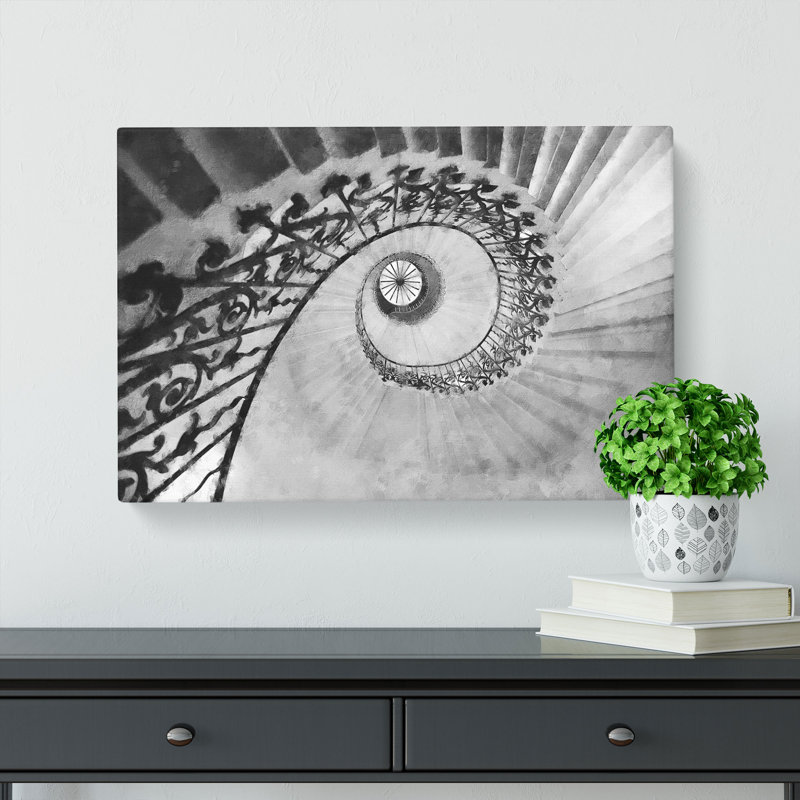 Spiral Staircase Painting - Wrapped Canvas Print, 40cm H x 60cm W x 3cm D