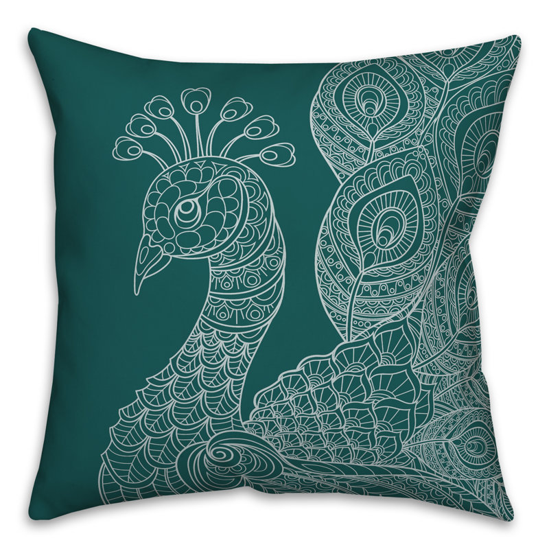 Line Pattern Peacock Throw Pillow