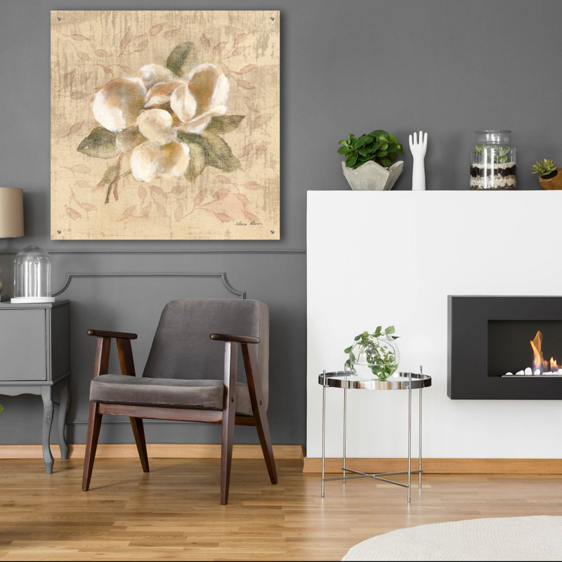«Red Floral 3» par Cheri Blum, art mural en verre rouge Red Barrel Studio®, H 36 po x l 36 po x P 0,2 po