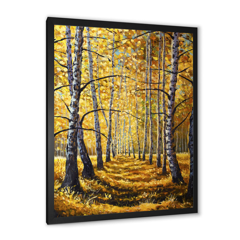 «Path To The Birch Forest III», reproduction d'art sur toile traditionnelle, Toile avec cadre photo noir