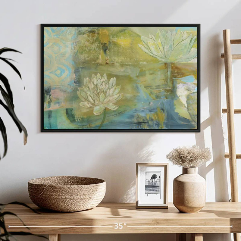 Lotus Dream, 25 po x 17 po, Cadre flottant noir