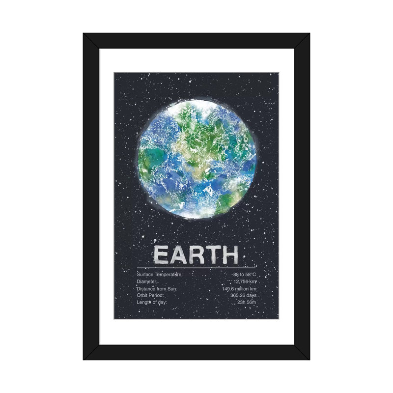" Earth " by Tracie Andrews, 24" H x 16" W x 1" D, Black Framed Fine Art Paper, White