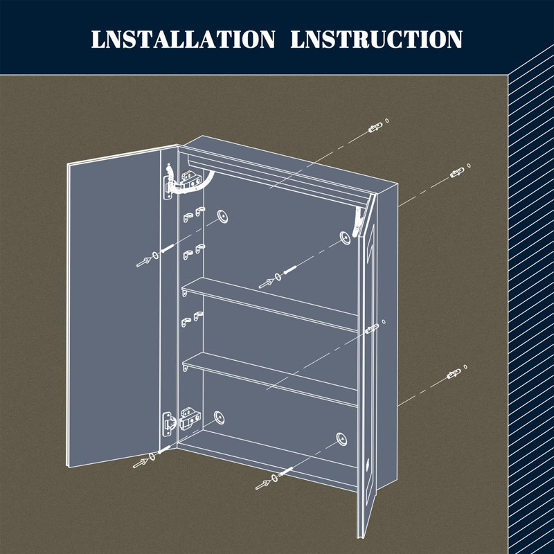 Miroir lumineux de salle de bain à DEL avec armoire de rangement 32 po x 24 po à DEL avec rangement encastré ou à surface 2 portes à intensité variable 3 tablettes réglables anti-buée à 2 couleurs et 2 prises USB (miroir inclus)