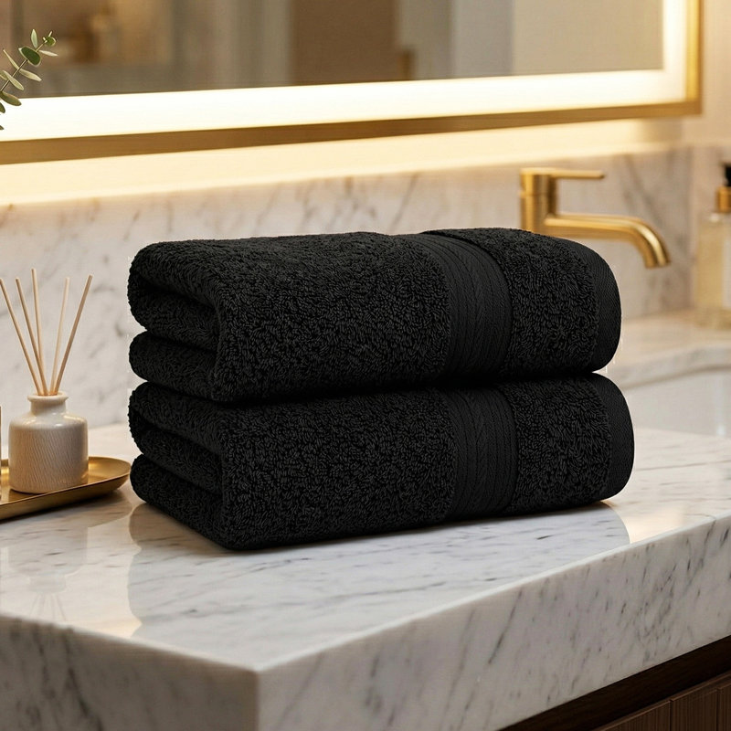 Hand Towels 100% Cotton 600 GSM Absorbent Quick Drying, Black