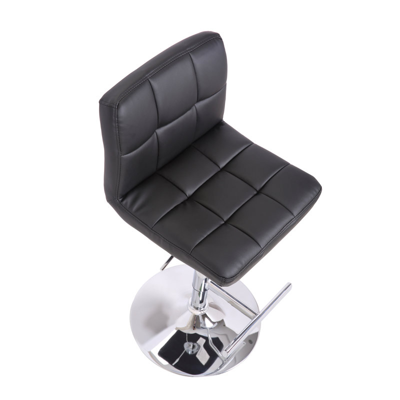 Batty Swivel Upholstered Adjustable Height Counter Stool with Metal Frame, Black
