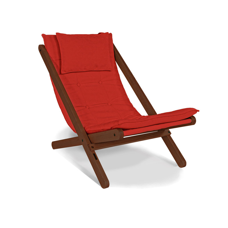 Donner Deck Chair with Cushion, Red, Walnut 