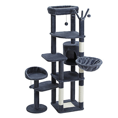 Arbre à chat 59 po Cactus, grand arbre à chat pour chats d'intérieur, tour à chat pour grands chats, tour à chat multi-niveaux, condo pour chat avec grand hamac, poteau à griffes et 2 perchoirs
