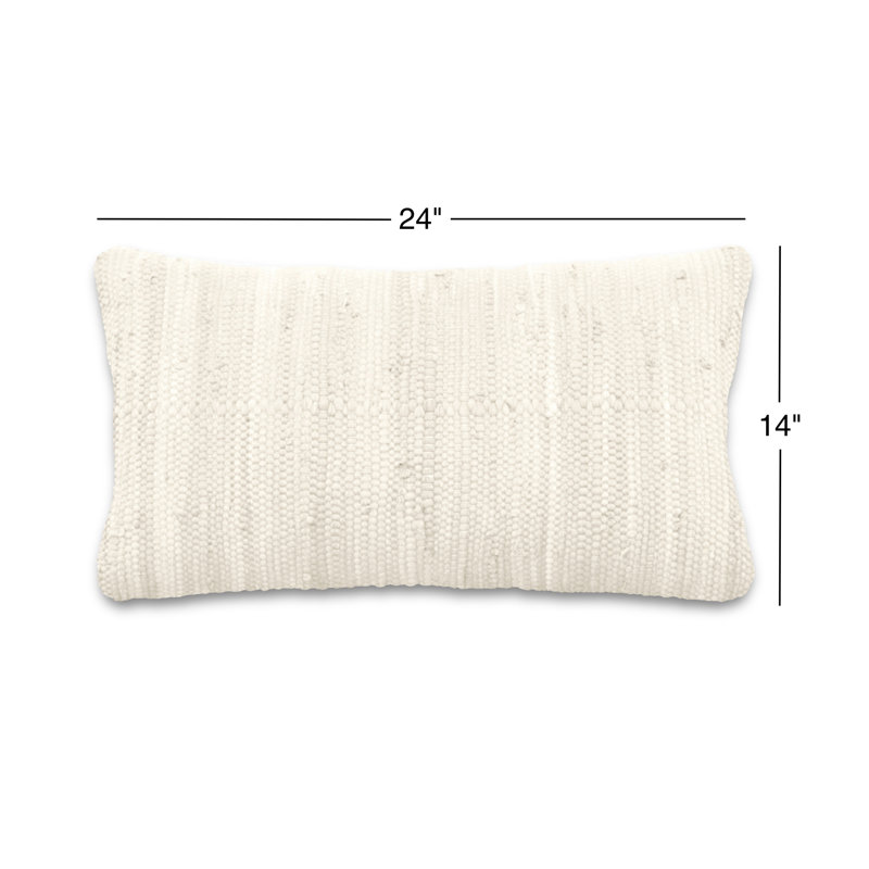 Handcrafted Chindi Lumbar Pillow Cover – 14"x24", 100% Cotton, Handwoven, Textured & Eco-Friendly : Boho Style Throw Pillow for Couch, Sofa, or Chair – Heavy Cream (warm ivory, off-white tone)
