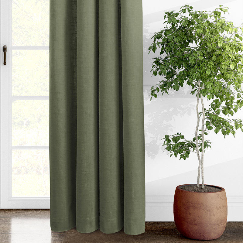 Elsie Linen Look Grommet Drapery Panels Pair, 50"W x 108"L, Sweet Grass