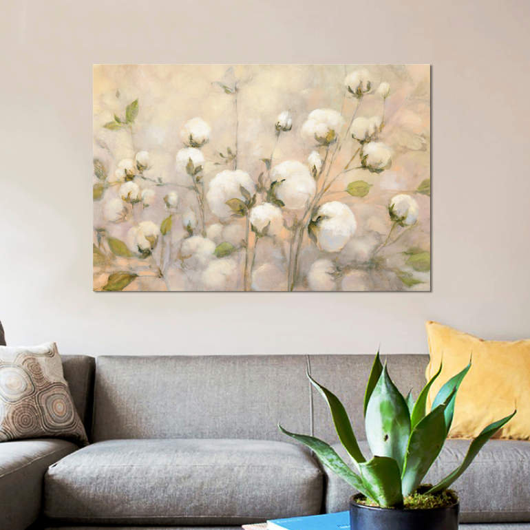 « coton field », impression sur toile, H 18 po x l 26 po x P 1,5 po
