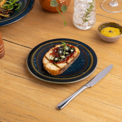 Assiette plate en porcelaine | Assiette plate Splash Denim