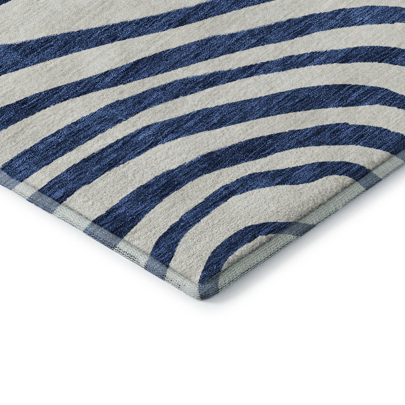 Tapis bleu Prisco lavable à la machine de qualité supérieure, Rectangle 9 pi x 12 pi