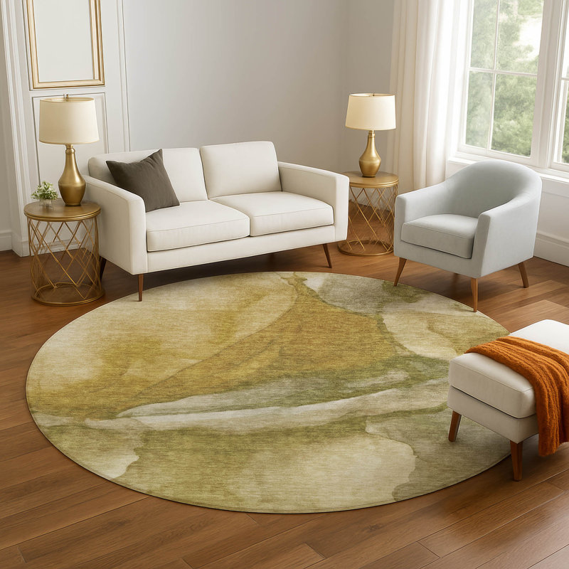 Premium Machine Washable Mayfield AMF1937 Abstract Rug, Round 8'