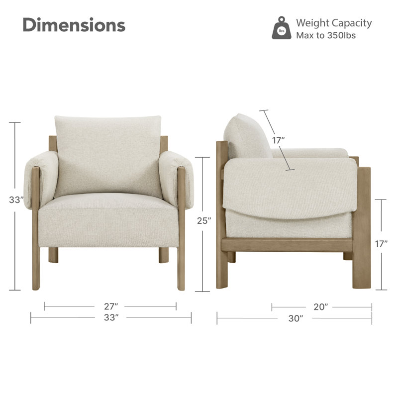Melksham 33.26'' W Upholstered Accent Chair, Linen Polyester, Brown