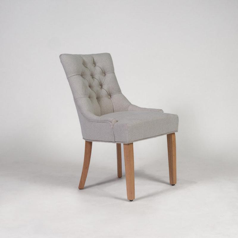 Norval Upholstered Dining Chair, Light Grey, Light Brown