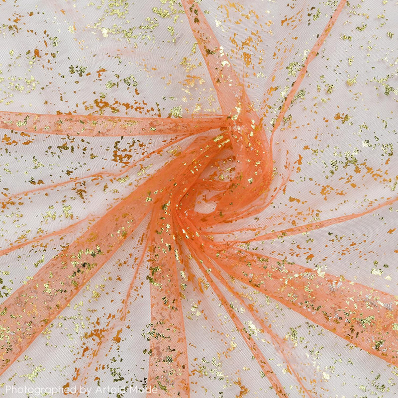 120" (10ft)  Metallic Foil Sheer Gauze Table Runner, Orange