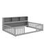 Full-Size Floor Bed Paired With A Bookcase And Additional Shelves-975141882