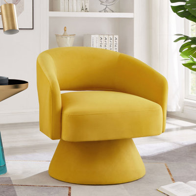 Fauteuil demi-tonneau pivotant rembourré en velours