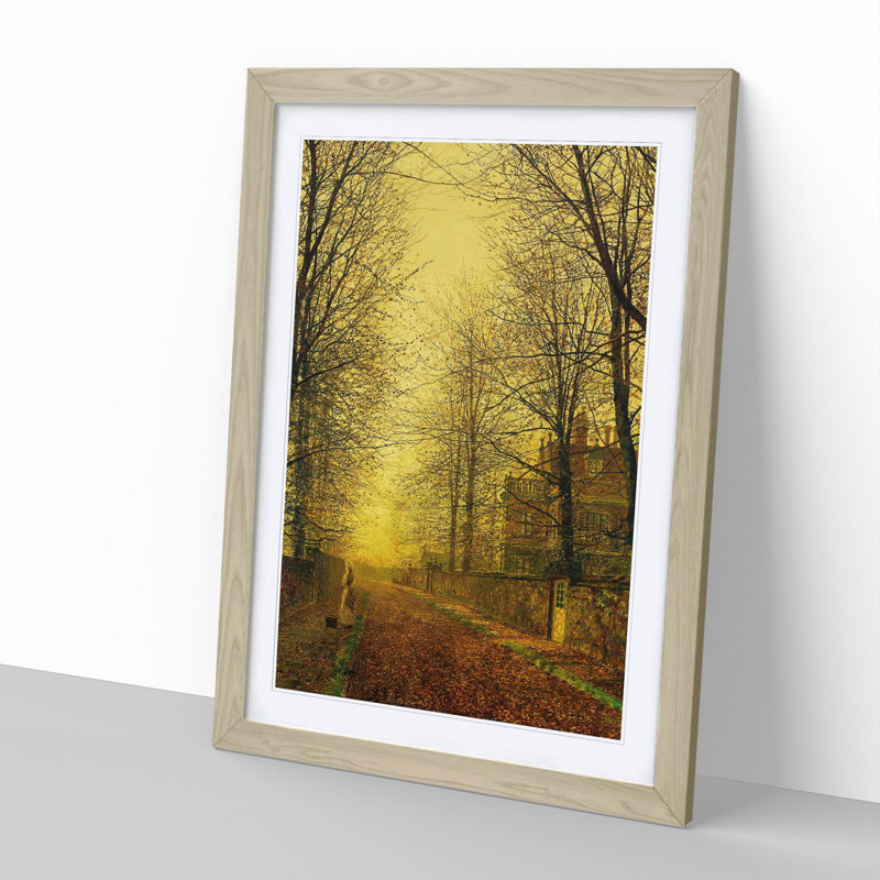Autumns Golden Glow by John Atkinson Grimshaw - Picture Frame Graphic Art, 48cm H x 36cm W x 2cm D, Oak Framed