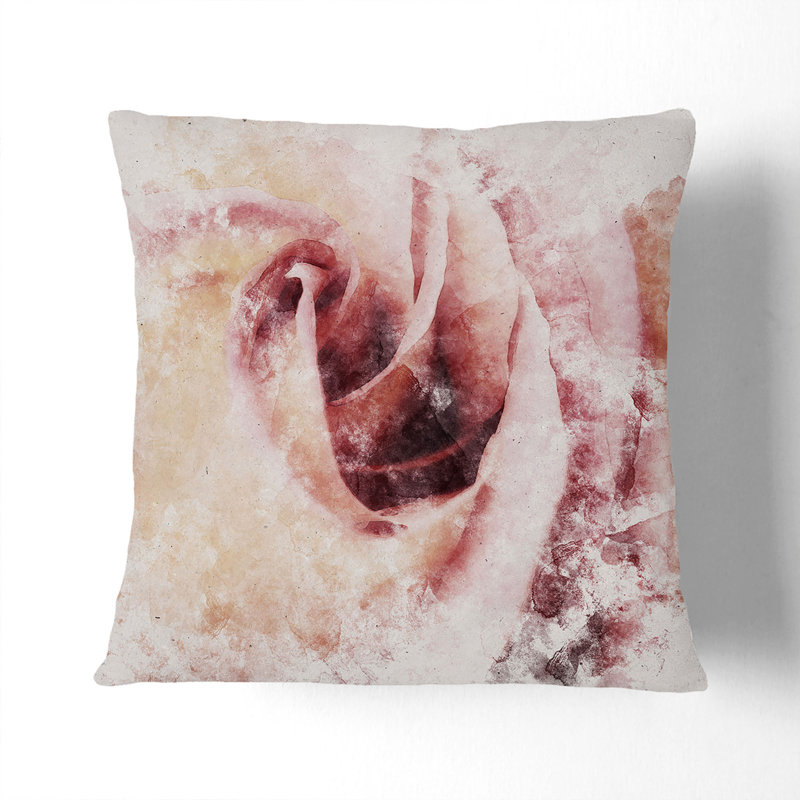 Pink Rose Flower Vol.6 Scatter Cushion, Black, 55cm H x 55cm W x 20cm D