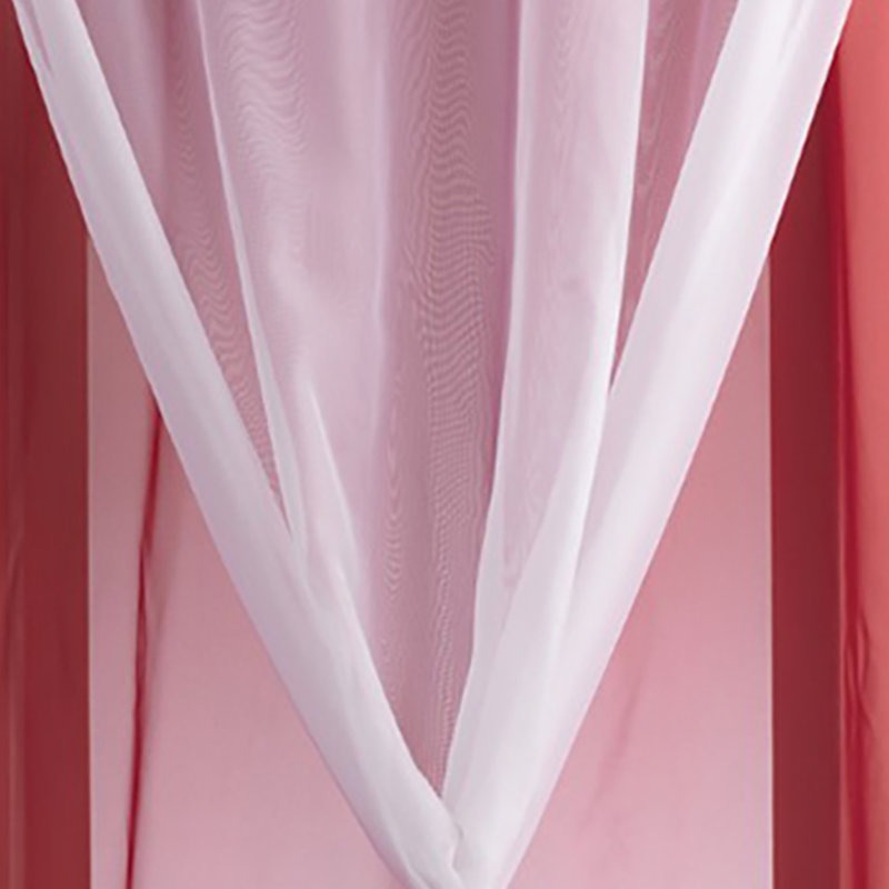 Robin Polyester Sheer Single Curtain Panel Single Panel, Red / White