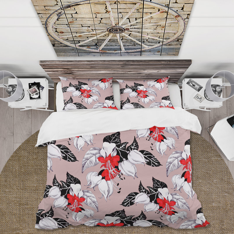 Ensemble de housse de couette en microfibre Pollydore, Rose, Housse de couette simple + 1 taie décorative stan