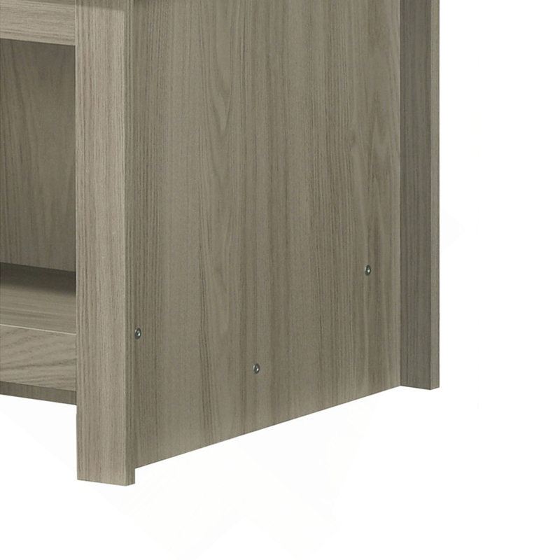 Table basse l 43 po avec tablettes ouvertes à l'avant et à l'arrière, chêne gris