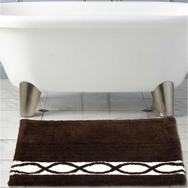 Yamaguchi Non-Slip Bath Rug, Brown Ivory