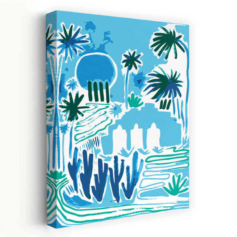 Art contemporain contemporain abstrait "Bold Classic Palm Landscape", H 18 po x l 12 po
