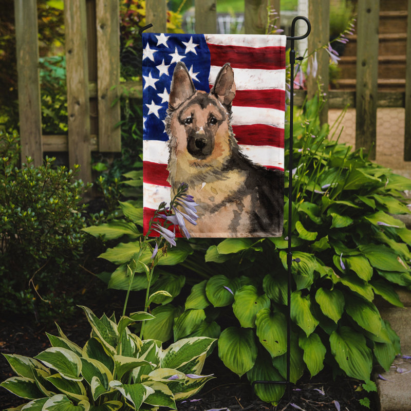 2 côtés en polyester de 2 côtés american drapeau de jardin, Berger allemand brun foncé