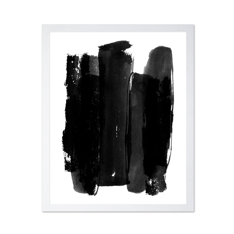 Coups de pinceau noirs no 3, Poster, White Framed, 16"H x 20"W