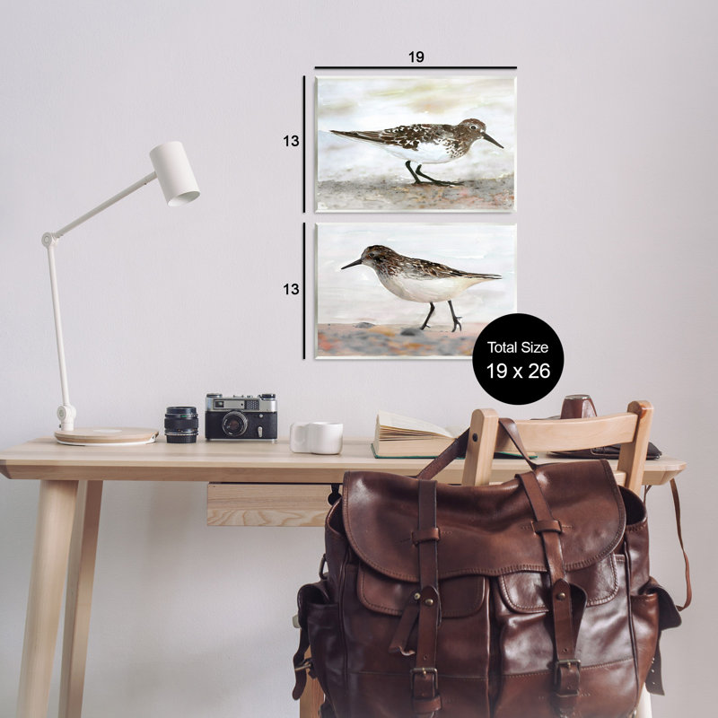 «Sandpipers on Coast Nautical Beach», ensemble de 2 plaques murales par Stellar Design Studio, H 13 po x l 19 po